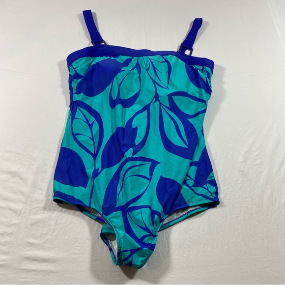 Jag swimsuit Women’s One piece XL Leaves Pattern Square padded Hawaiian swim - Picture 5 of 8